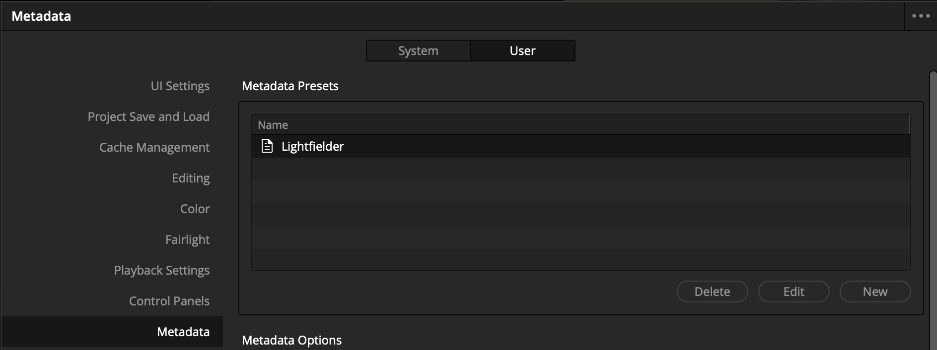 Metadata Settings