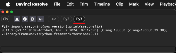 Resolve Console - Python 3 Version