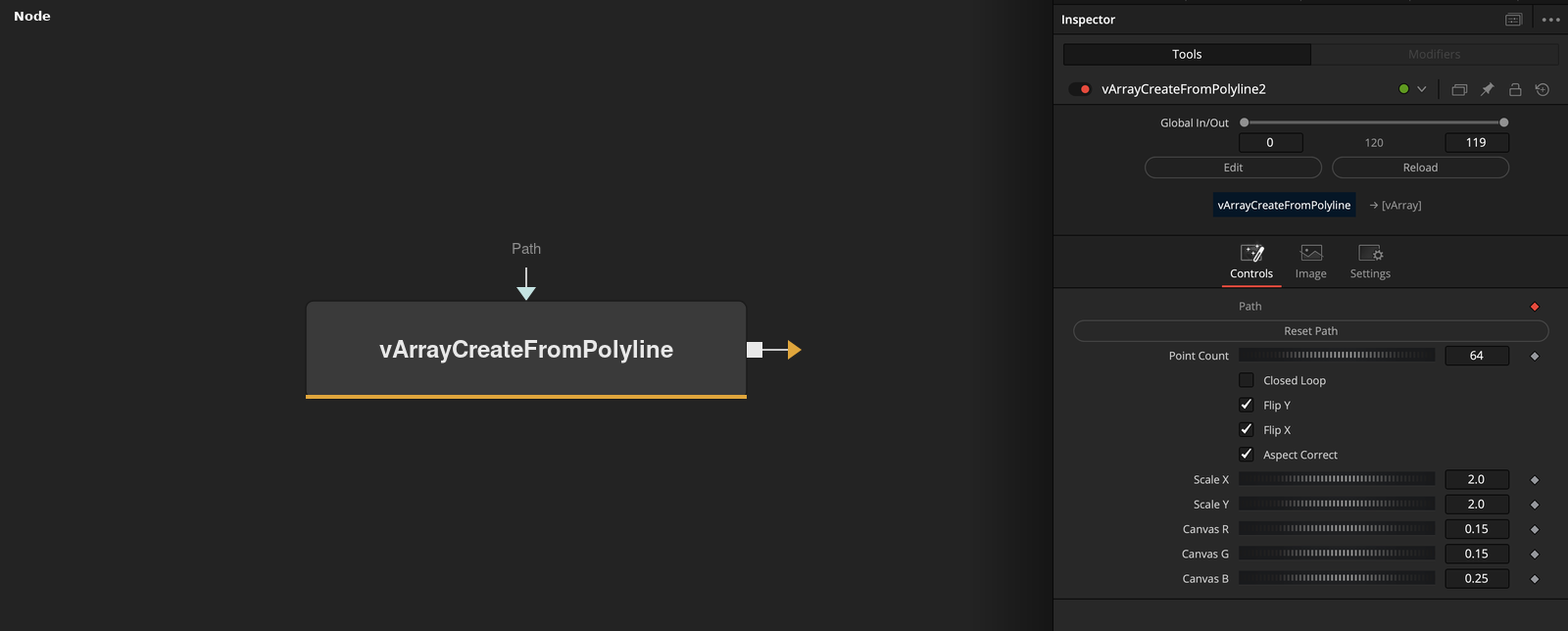vArrayCreateFromPolyline node