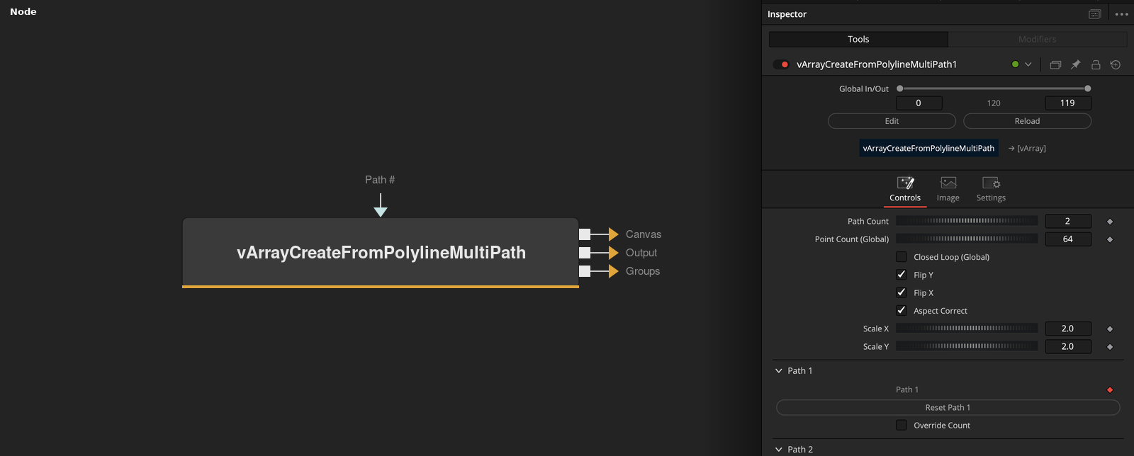 vArrayCreateFromPolylineMultiPath node