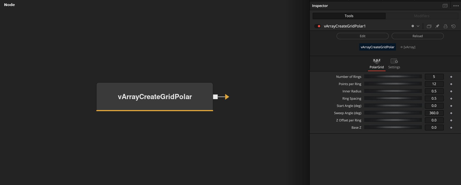 vArrayCreateGridPolar node