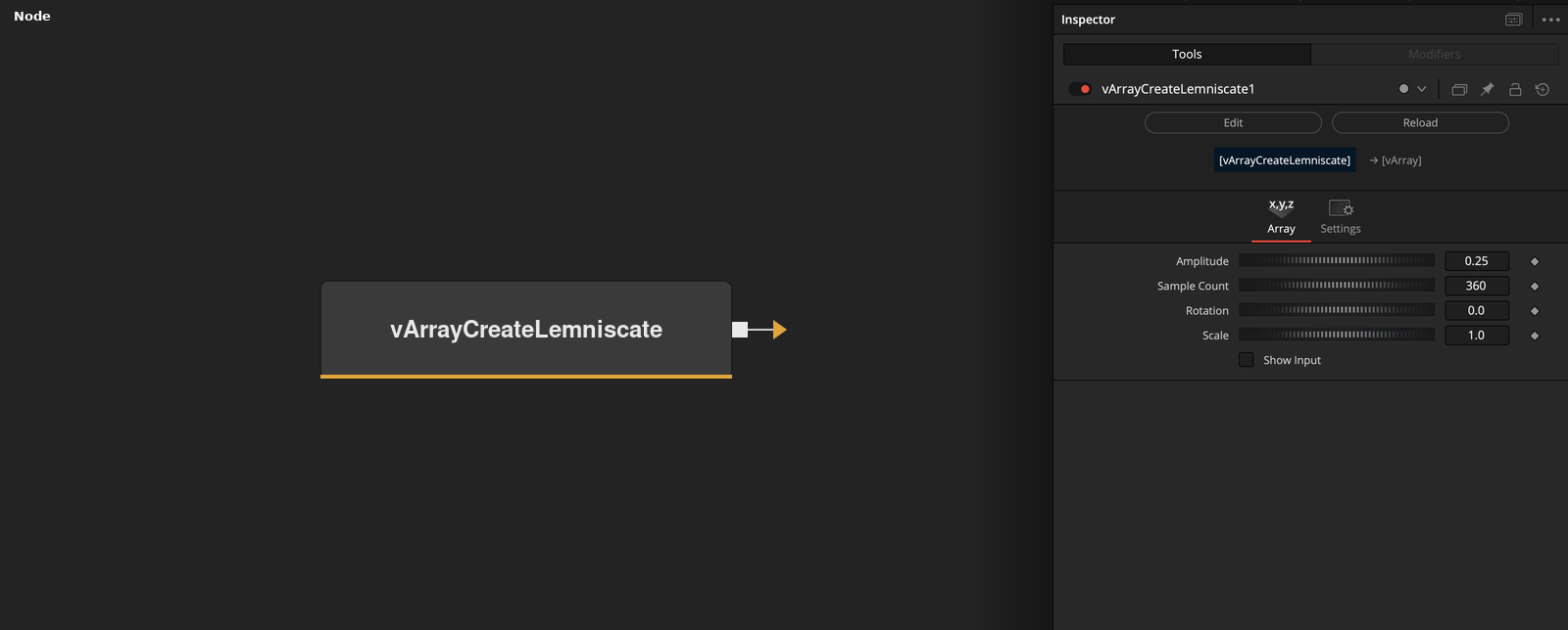 vArrayCreateLemniscate node