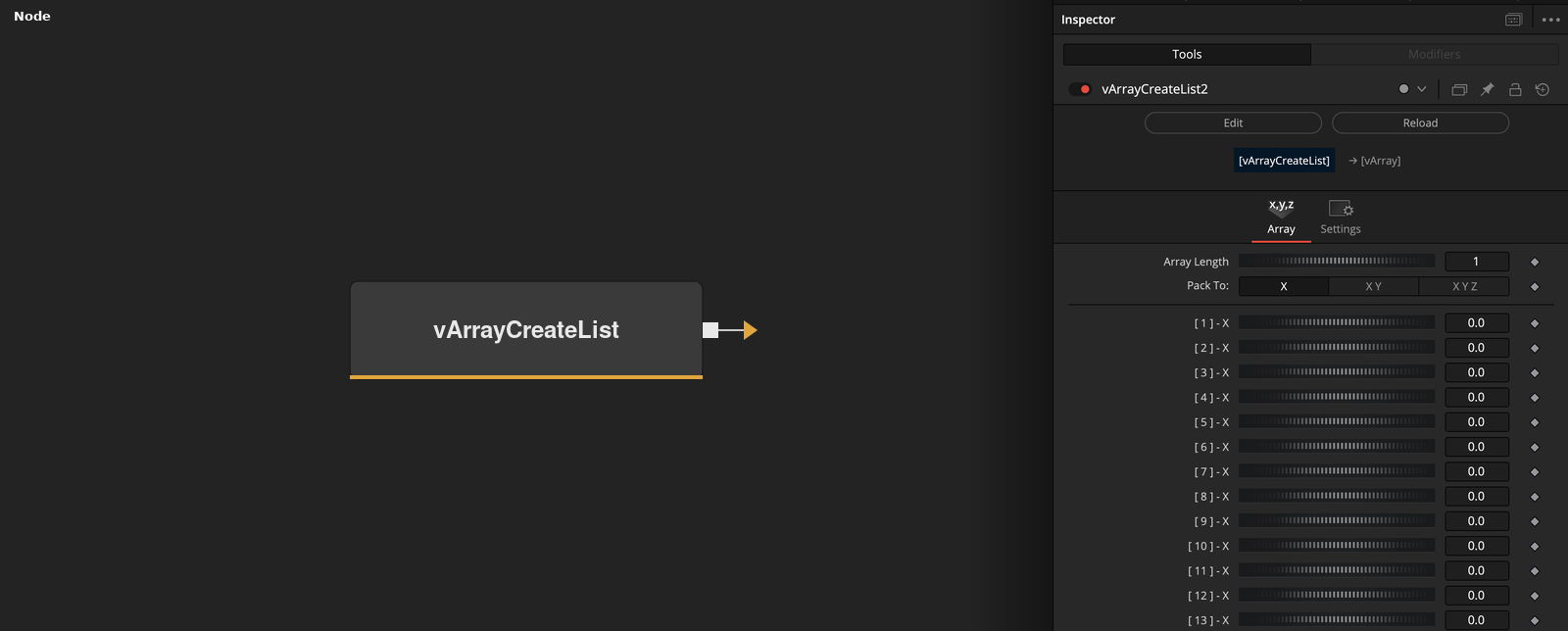vArrayCreateList node