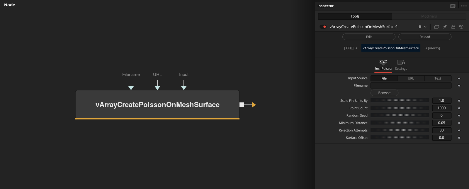 vArrayCreatePoissonOnMeshSurface node