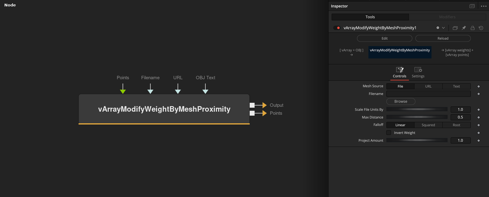 vArrayModifyWeightByMeshProximity node