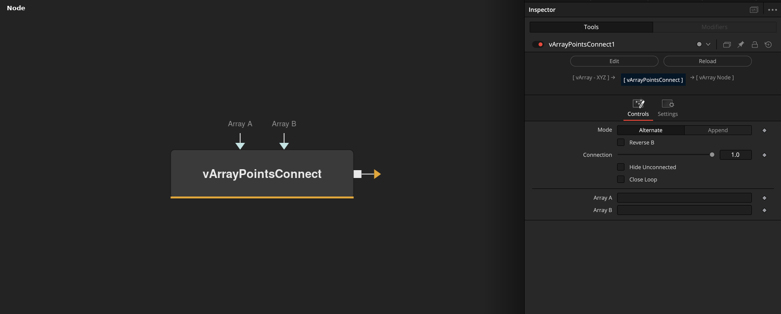 vArrayPointsConnect node