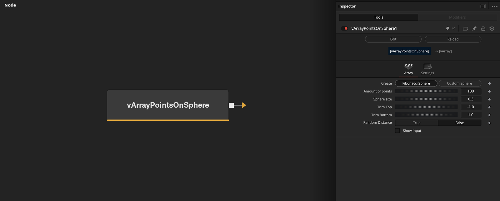 vArrayPointsOnSphere node