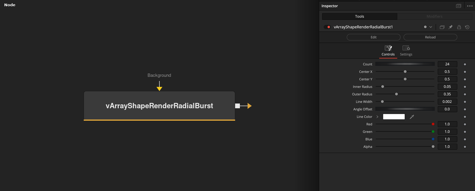 vArrayShapeRenderRadialBurst node