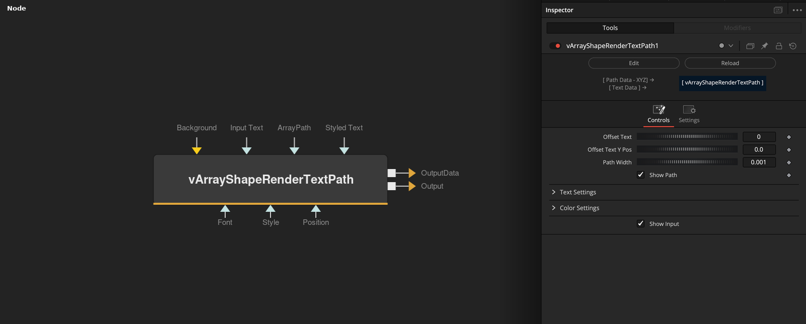 vArrayShapeRenderTextPath node