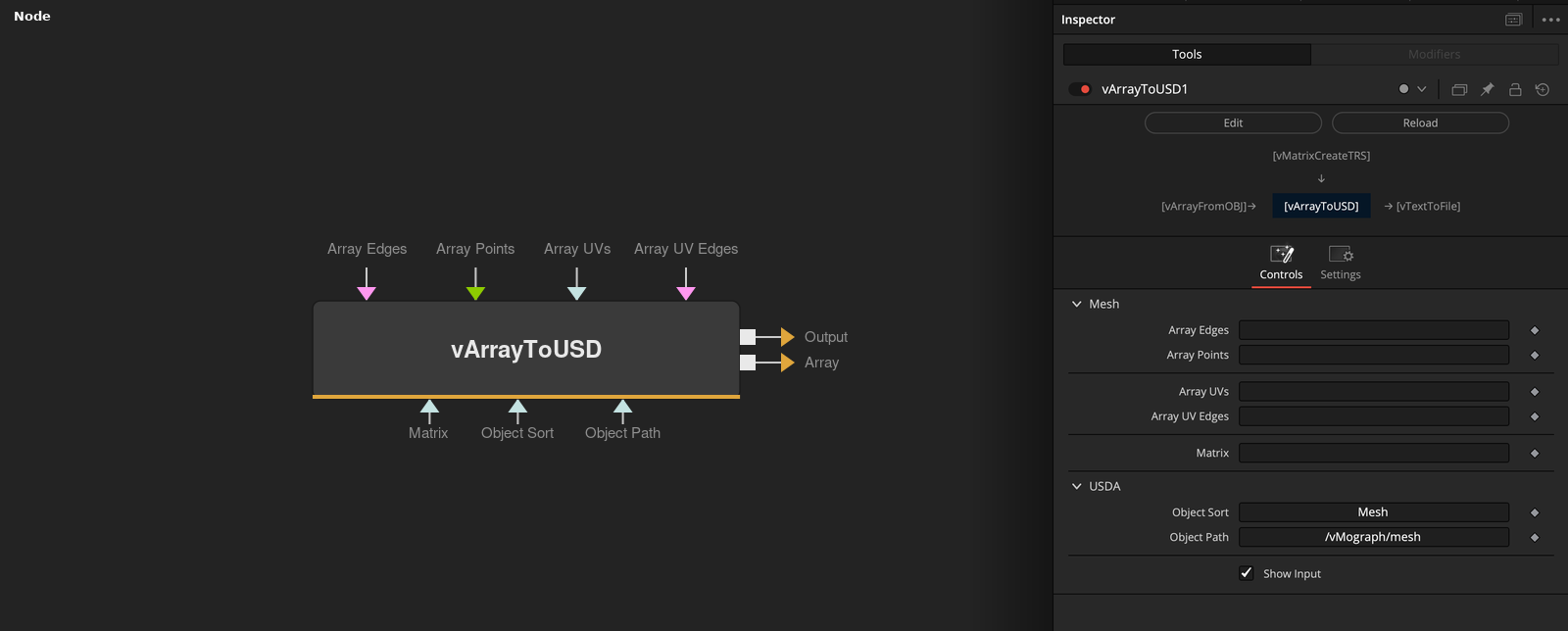 vArrayToUSD node