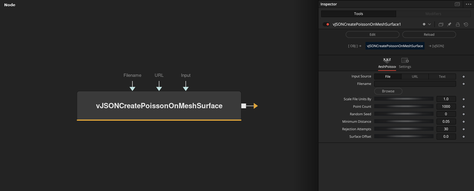 vJSONCreatePoissonOnMeshSurface node
