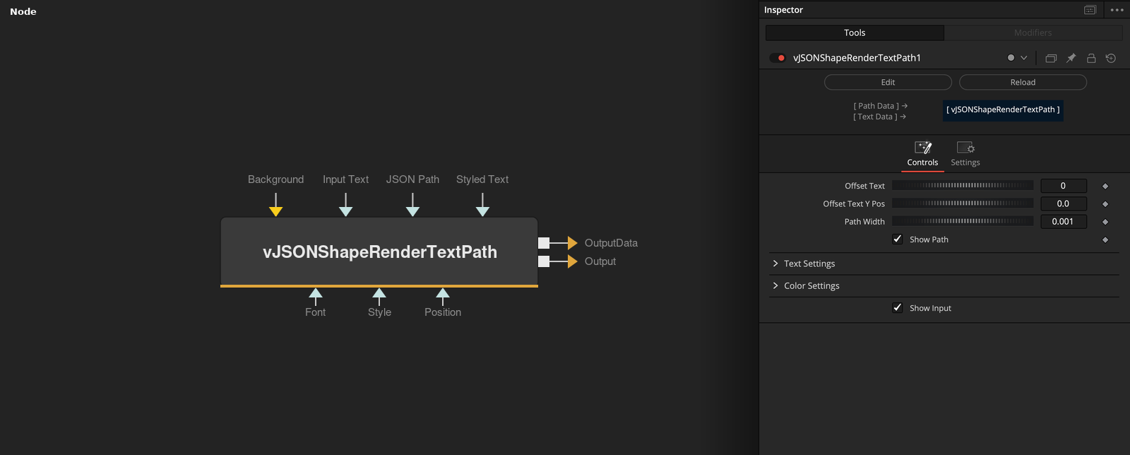 vJSONShapeRenderTextPath node