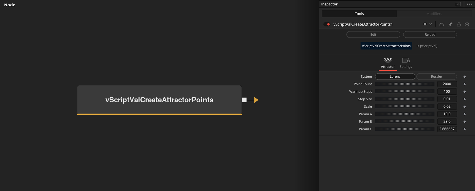 vScriptValCreateAttractorPoints node