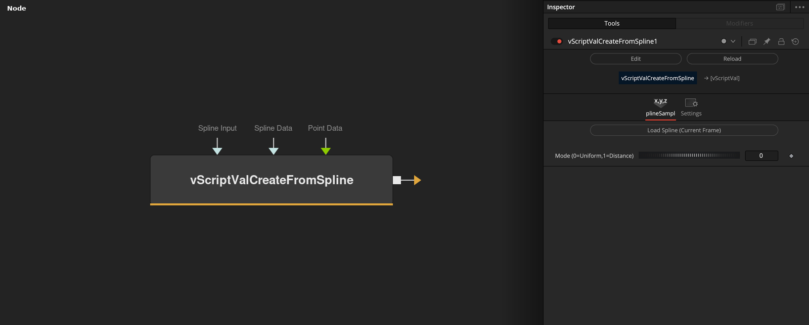 vScriptValCreateFromSpline node