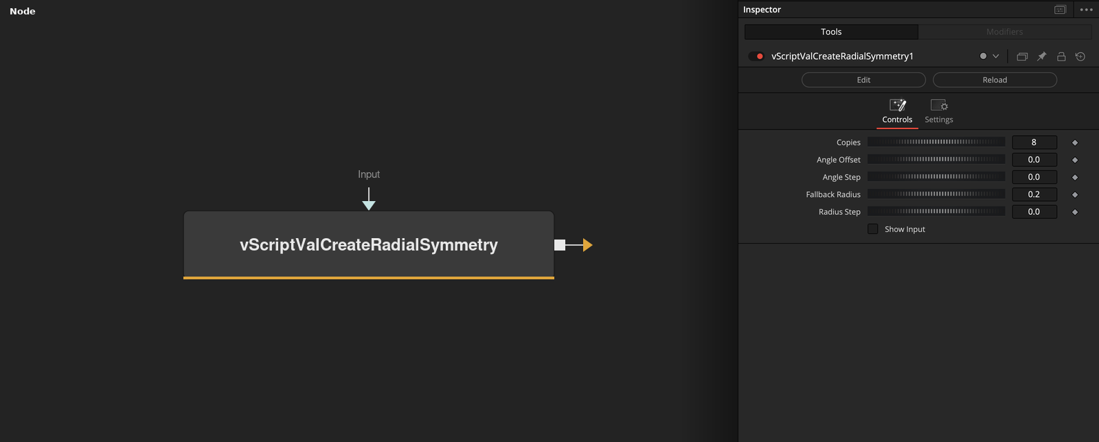 vScriptValCreateRadialSymmetry node
