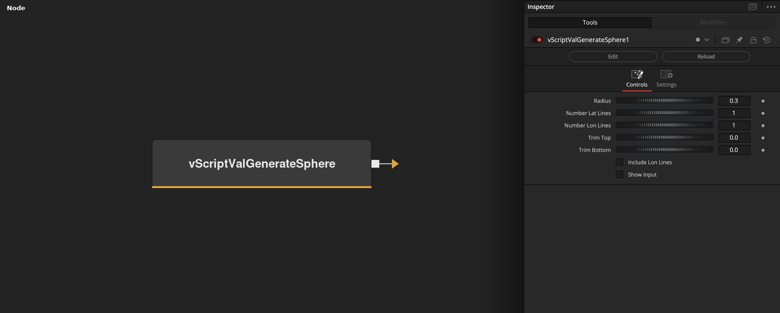 vScriptValGenerateSphere node