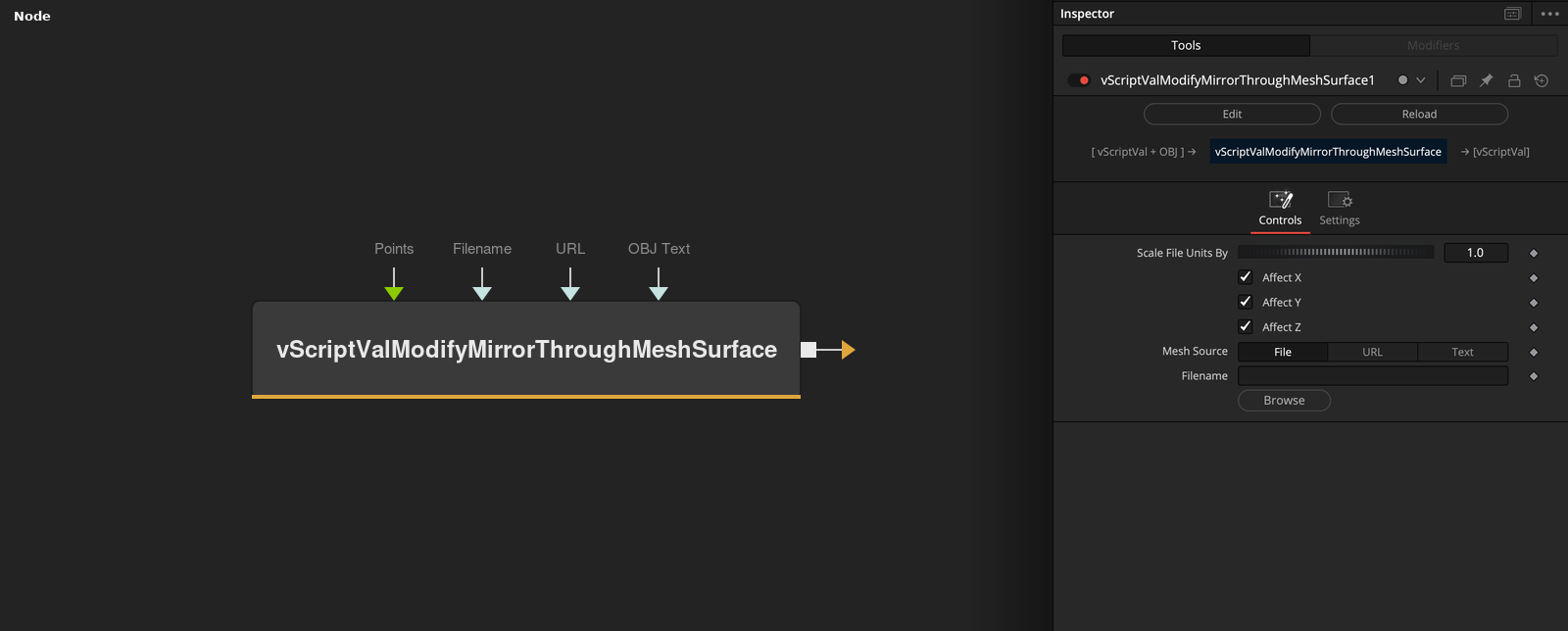 vScriptValModifyMirrorThroughMeshSurface node