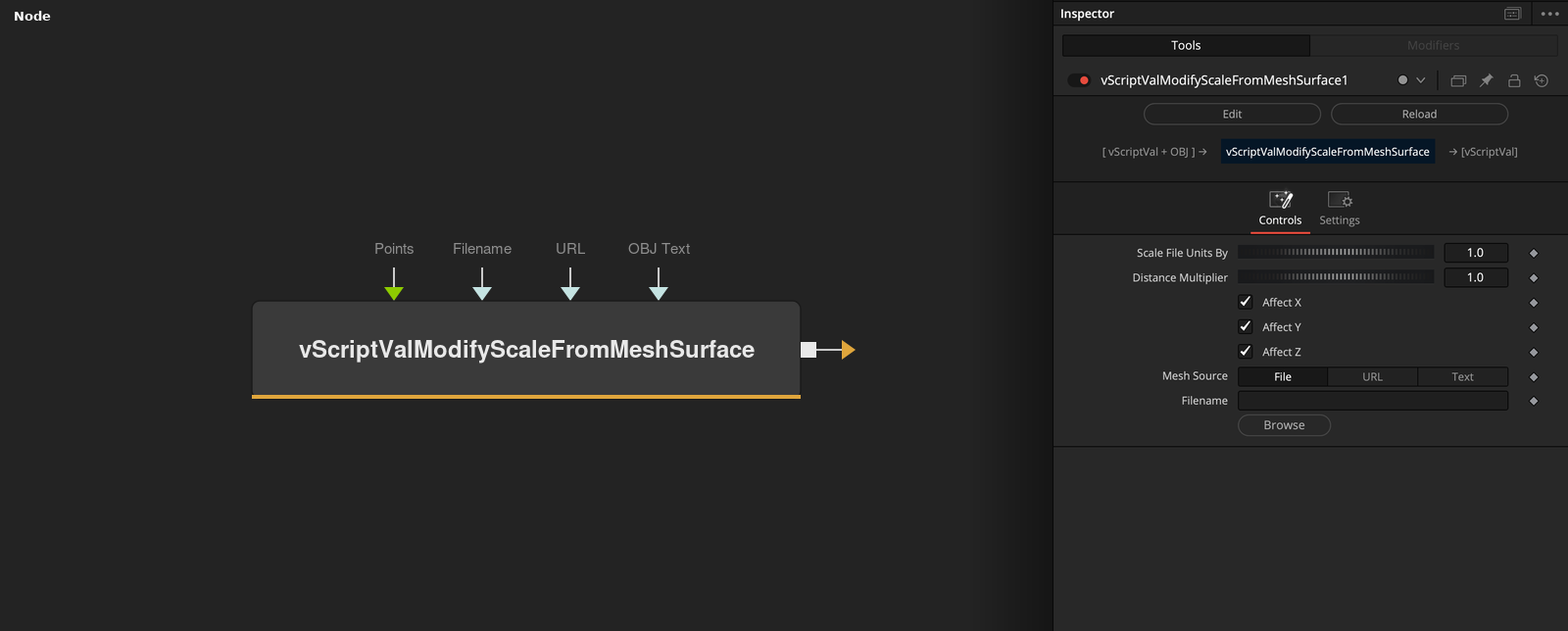 vScriptValModifyScaleFromMeshSurface node