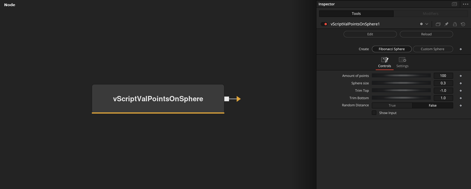 vScriptValPointsOnSphere node