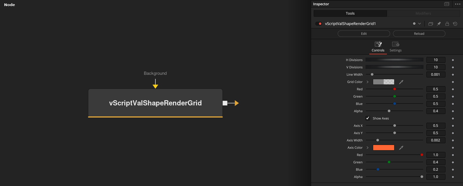 vScriptValShapeRenderGrid node