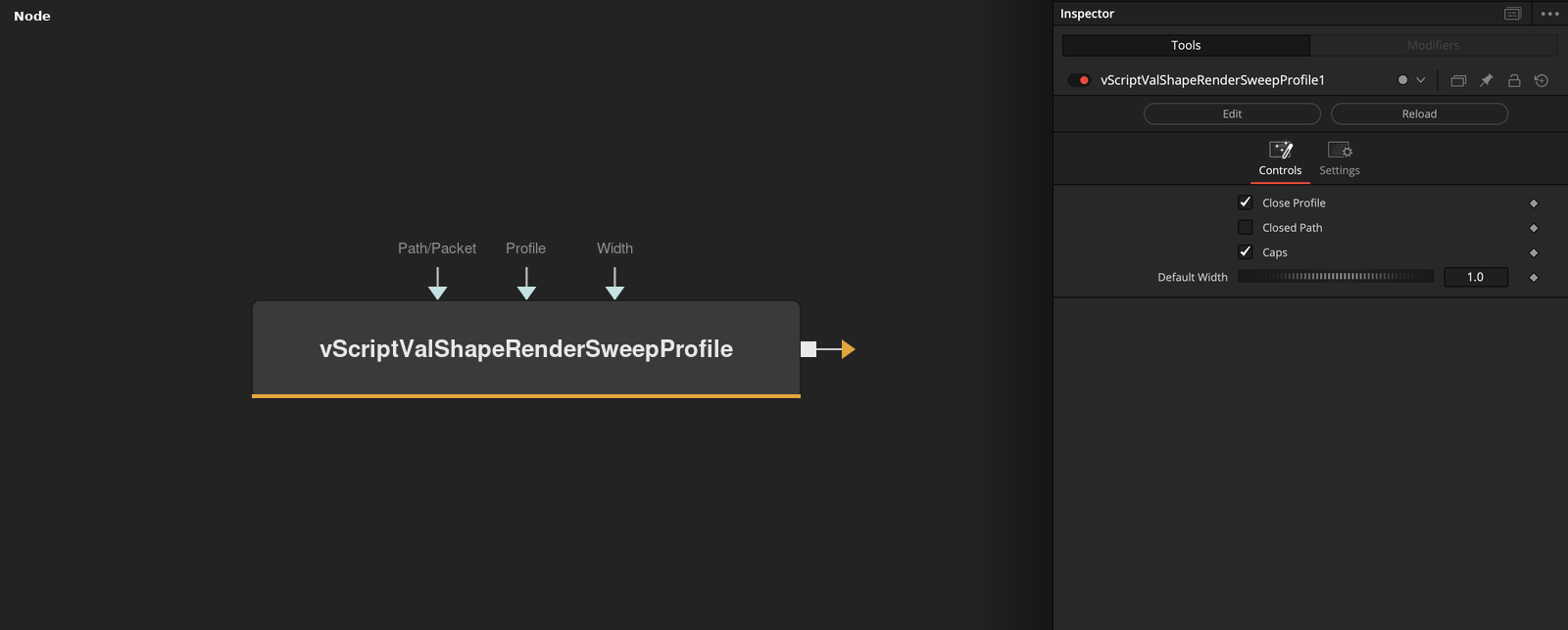 vScriptValShapeRenderSweepProfile node