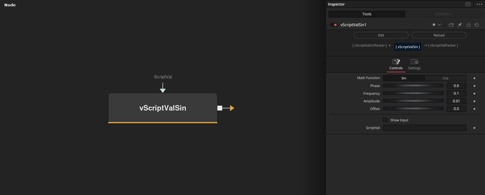 vScriptValSin node