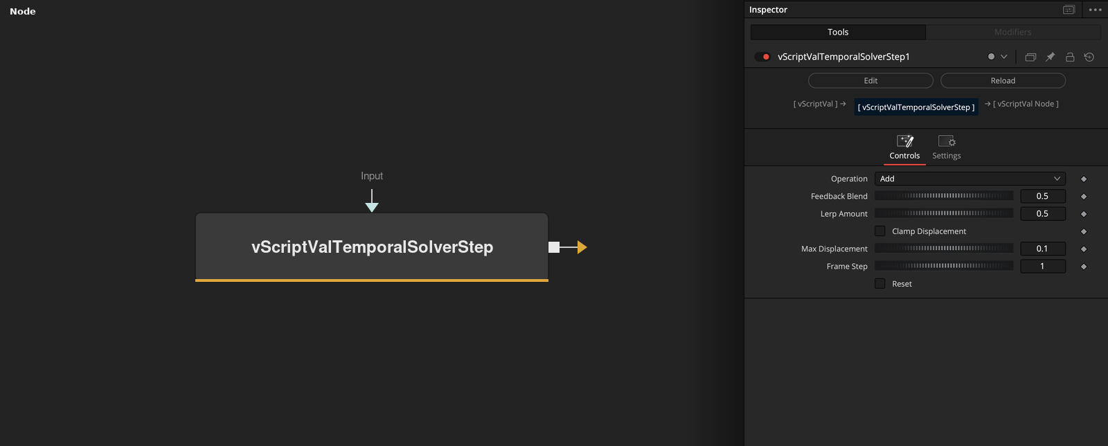 vScriptValTemporalSolverStep node