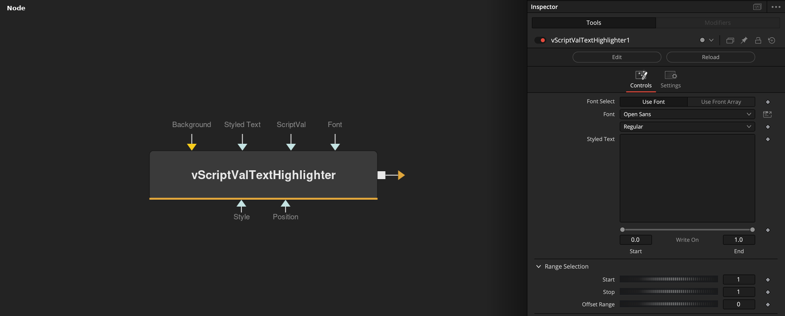 vScriptValTextHighlighter node