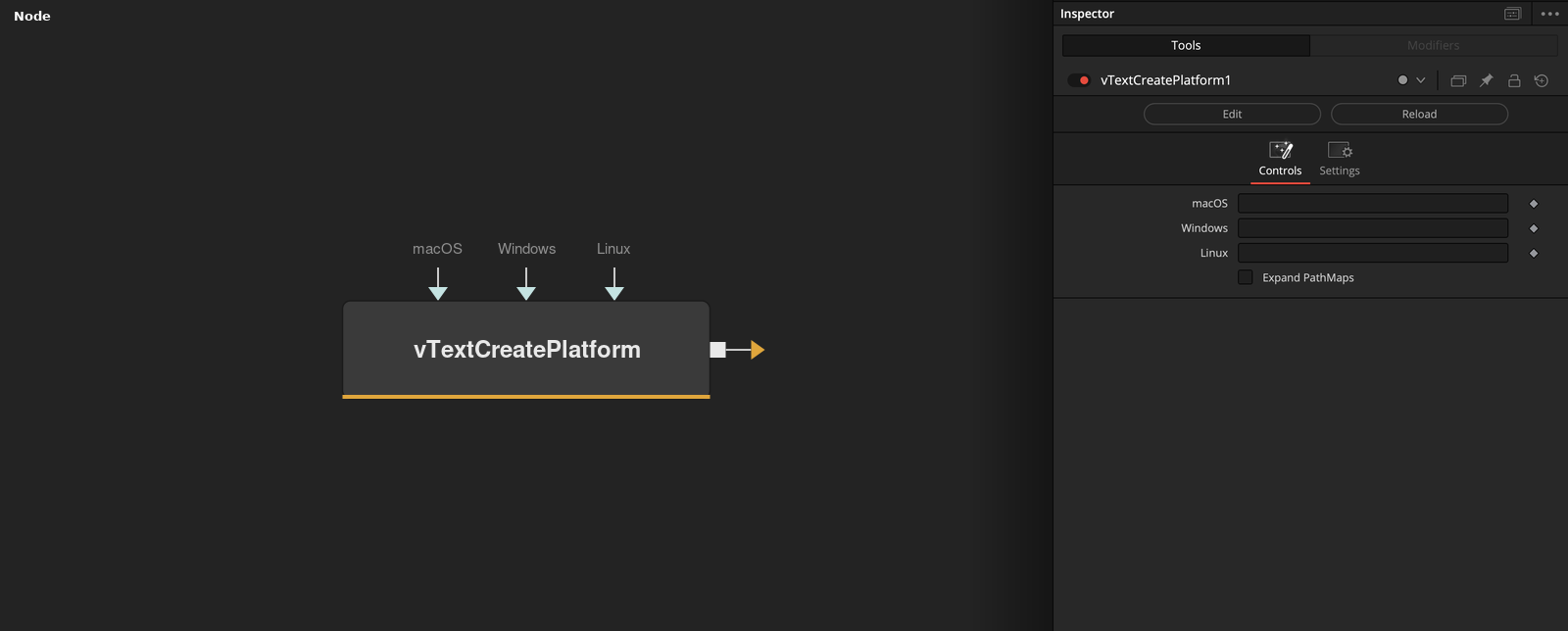 vTextCreatePlatform node