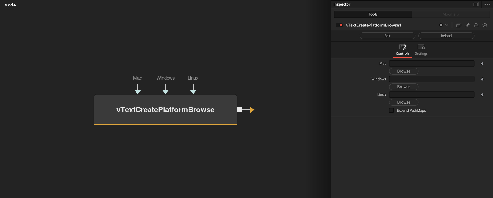 vTextCreatePlatformBrowse node