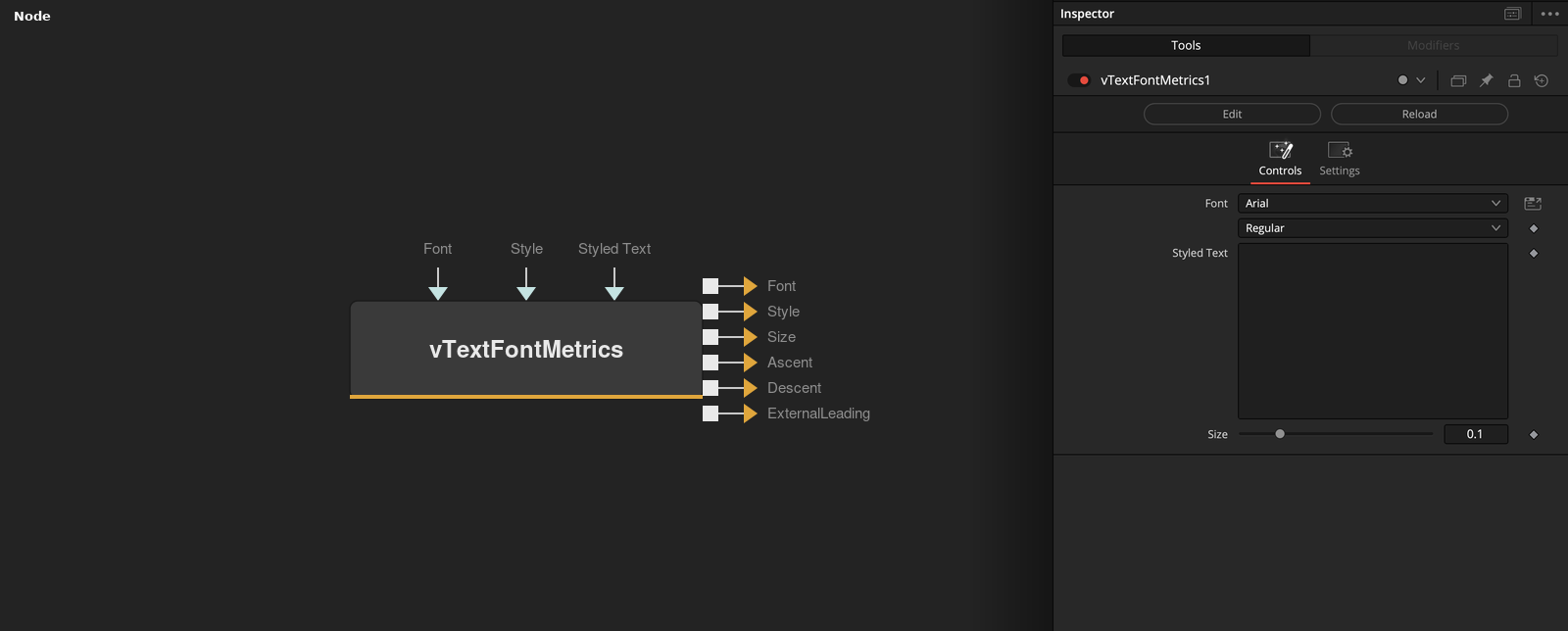 vTextFontMetrics node