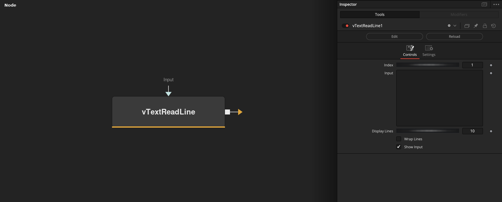 vTextReadLine node